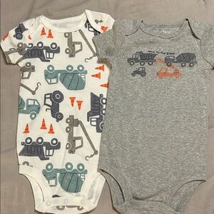 Carter's Gray and Cream Construction Bodysuits